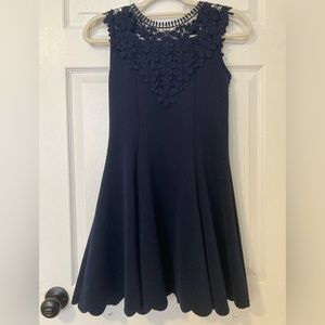 Navy blue dress with lace at top